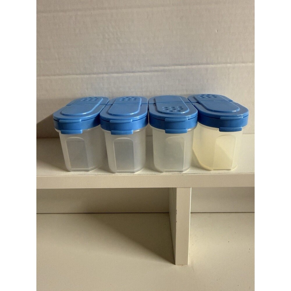 Vintage Tupperware Modular Mates Spice Containers Blue Shaker Lids Set of 4